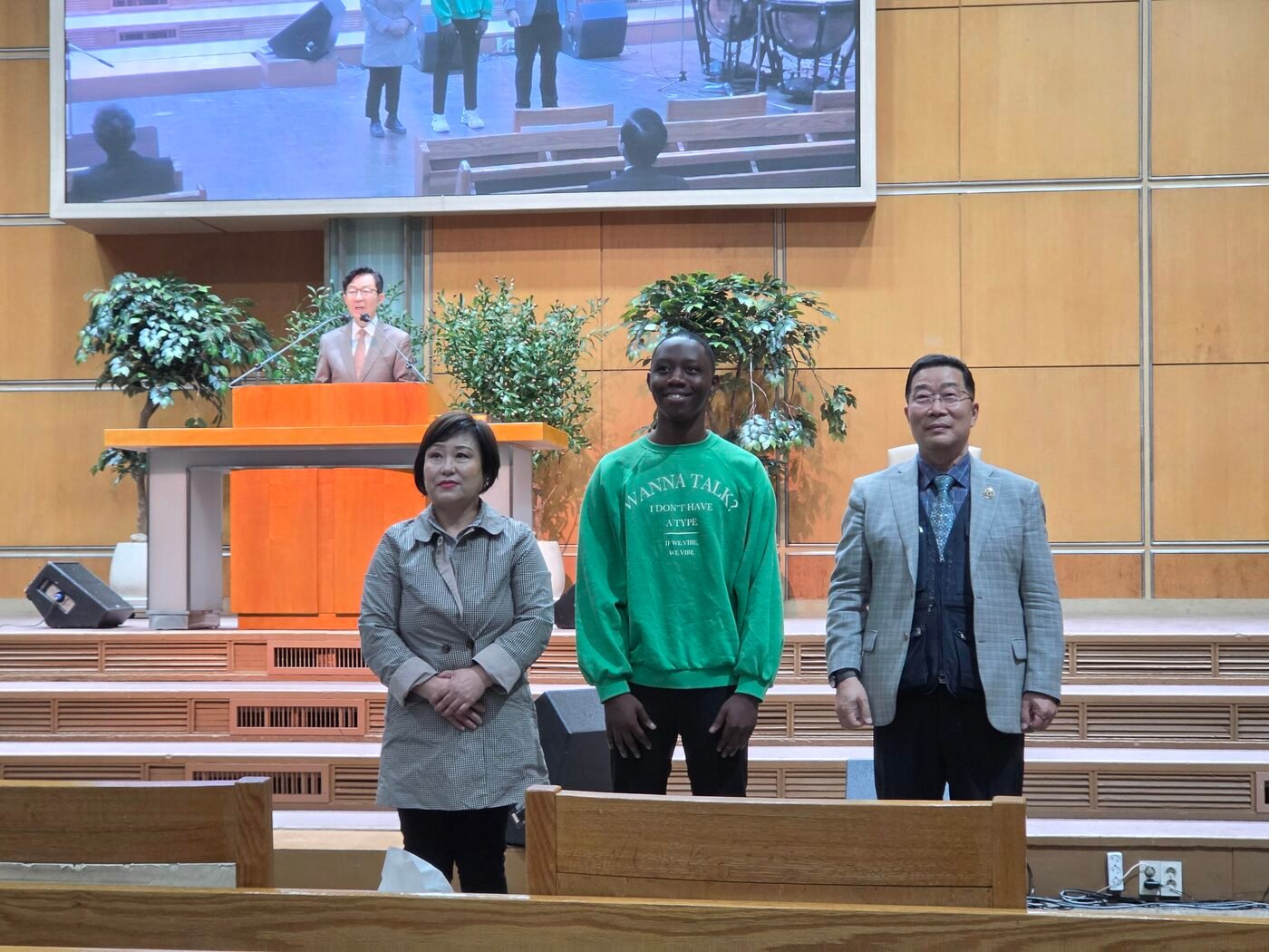 Neria and Parfait attending church service in Korea